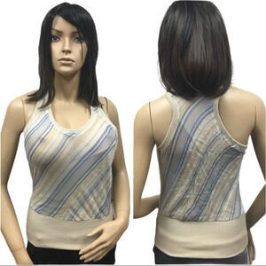 WS230 Sharagano Poly blend Sheer Blouse Top S